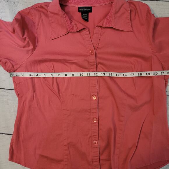 Lane Bryant Size 18/20W 3/4 Sleeve Button Up Front Dart Pink Collared Top Career - Picture 5 of 8